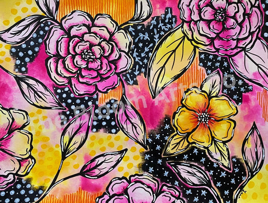 Abstract Floral Watercolor Painting