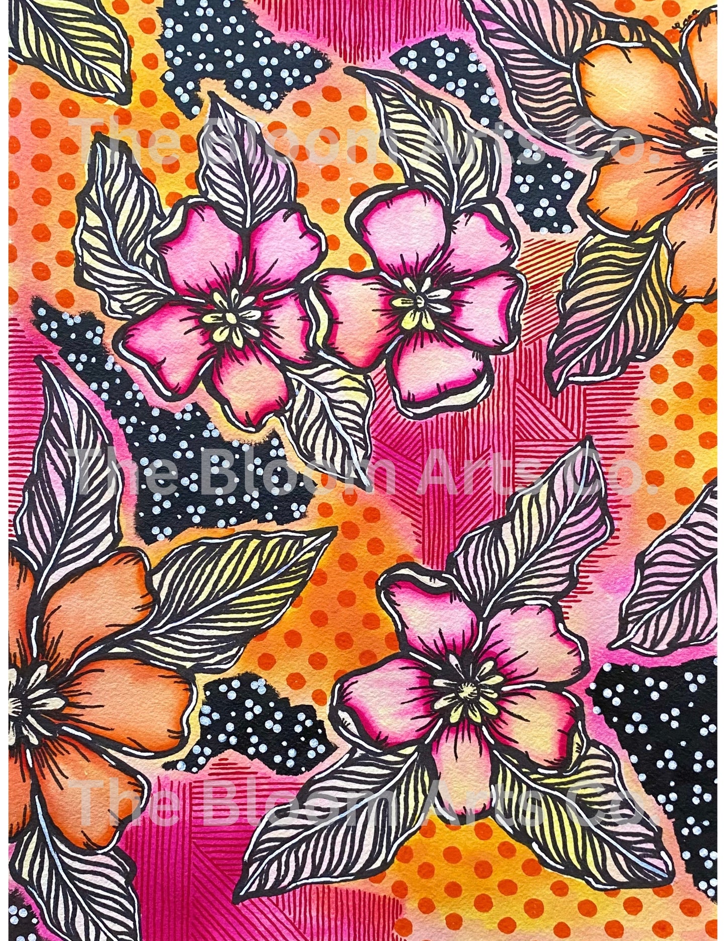 Abstract Florals in Watercolor & Ink