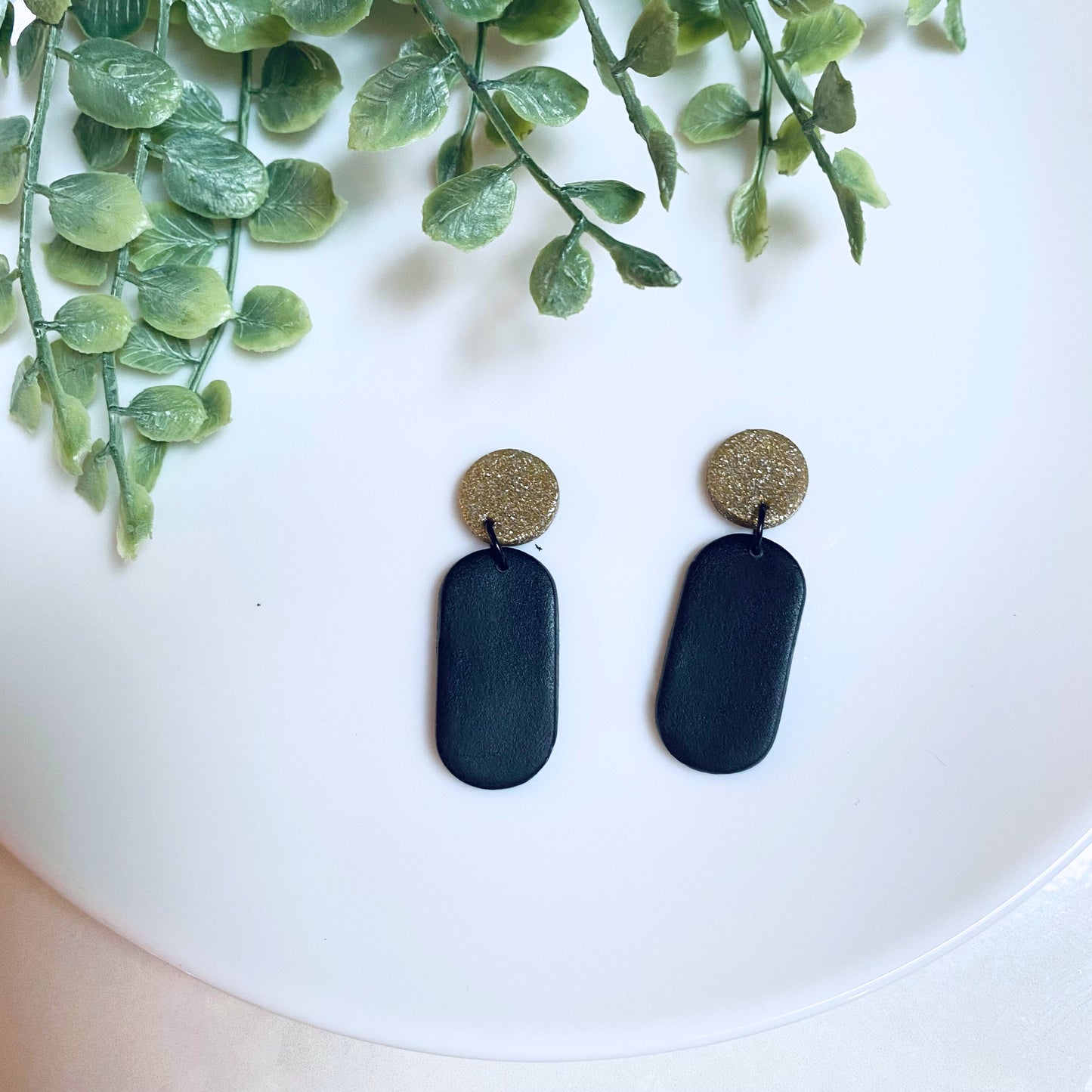 Black & Gold Dangle Earrings