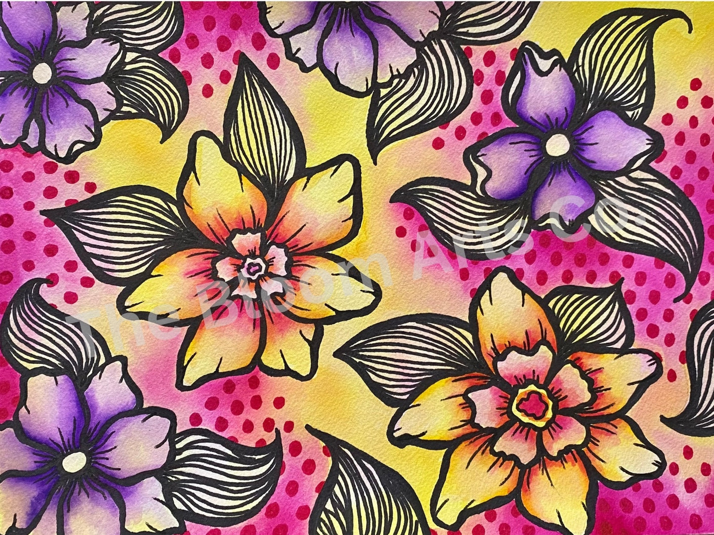 Watercolor & Ink Floral Painting