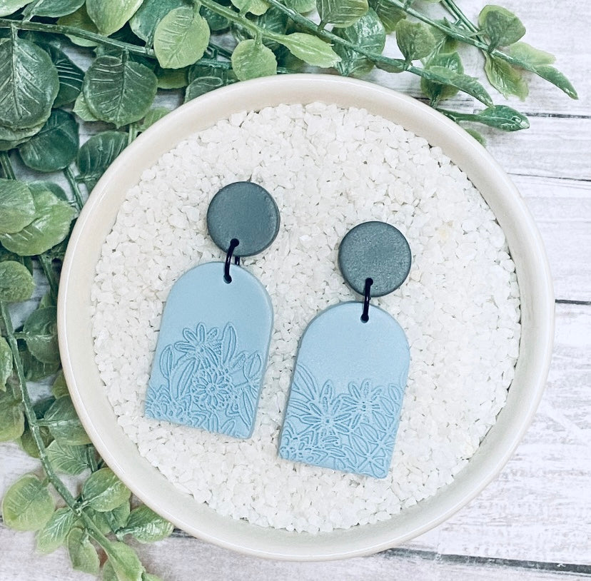Textured Floral Earrings in Baby Blue