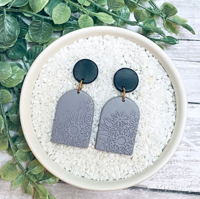Textured Floral Earrings in Muted Lavender