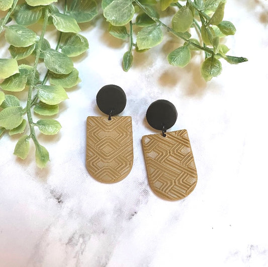 Black & Tan Textured Dangle Earrings