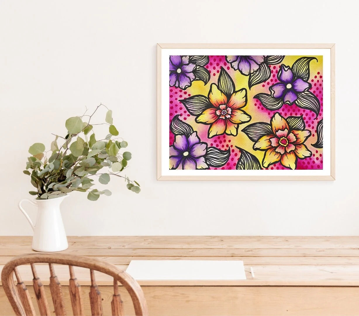 Watercolor & Ink Floral Painting
