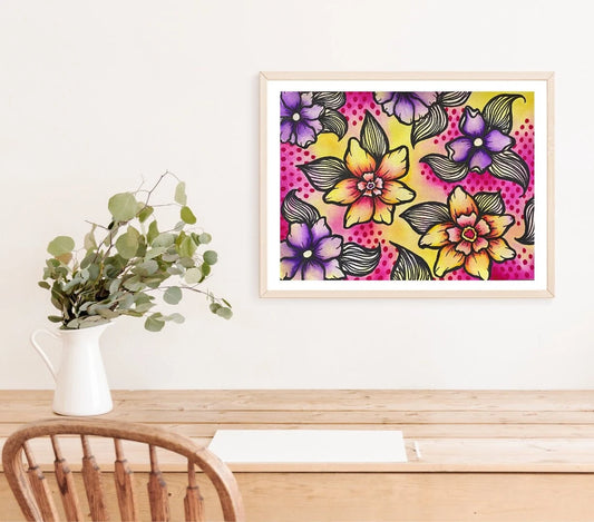 Watercolor & Ink Floral Painting