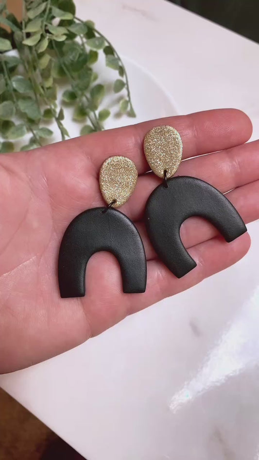 Black & Gold Dangle Earrings
